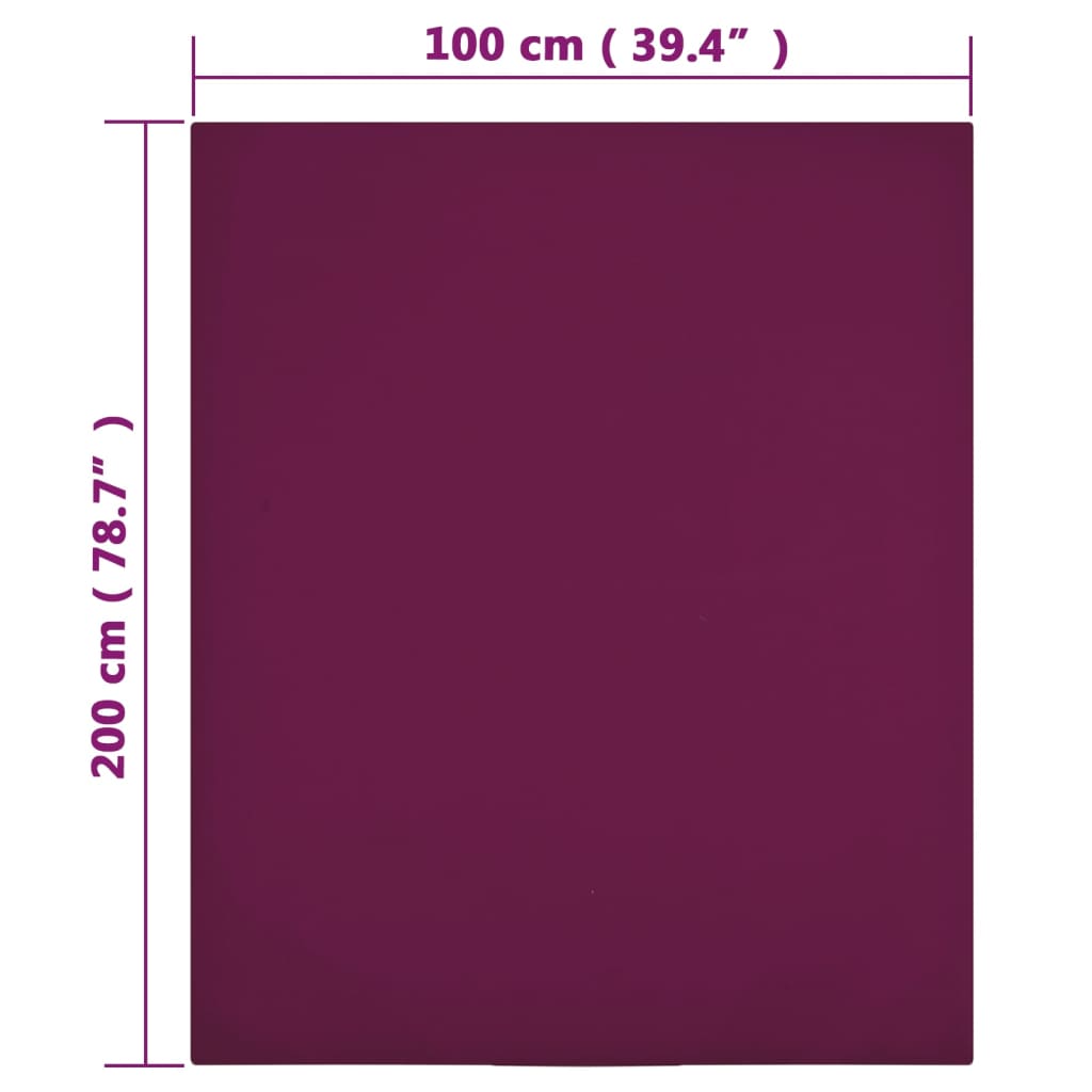 vidaXL Prześcieradła, 2 szt., bordowe, 100x200 cm, dżersej bawełniany