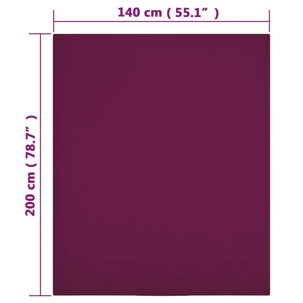 vidaXL Prześcieradło, bordowe, 140x200 cm, dżersej bawełniany