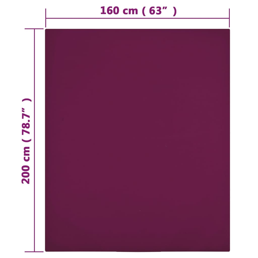 vidaXL Prześcieradła, 2 szt., bordowe, 160x200 cm, dżersej bawełniany