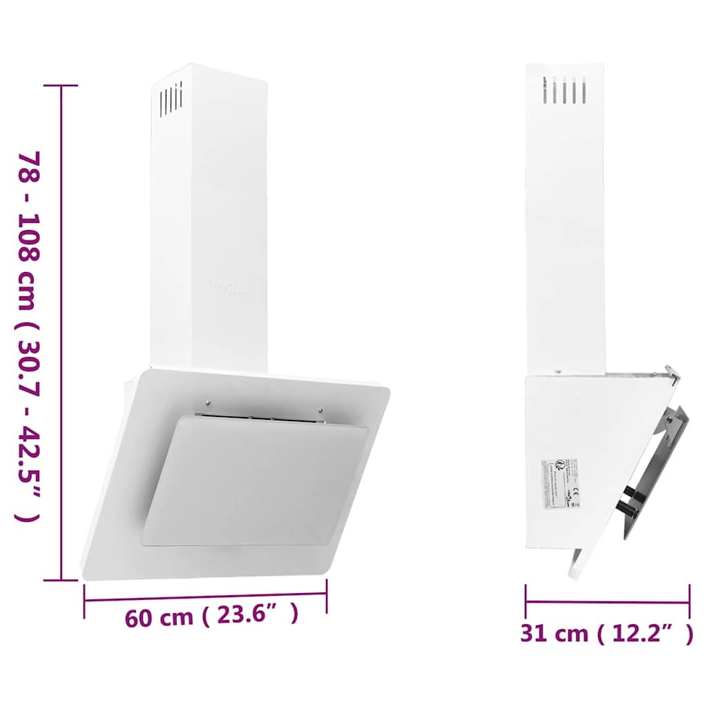 vidaXL Okap kuchenny, 60 cm, stal nierdzewna i hartowane szkło, biały