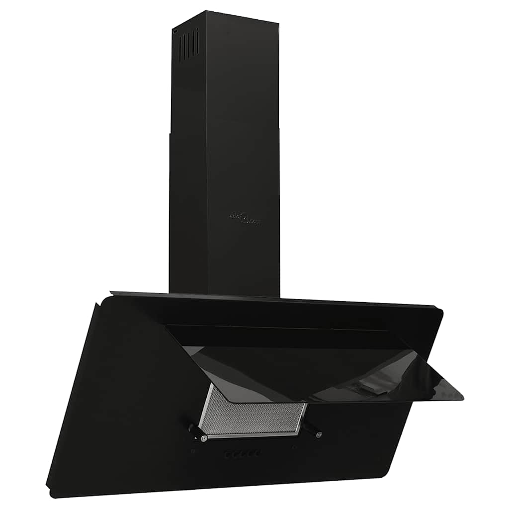 vidaXL Okap kuchenny, 90 cm, stal nierdzewna i hartowane szkło, czarny