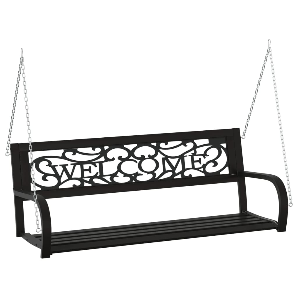 vidaXL Huśtawka ogrodowa, 125 cm, stal i plastik, czarna