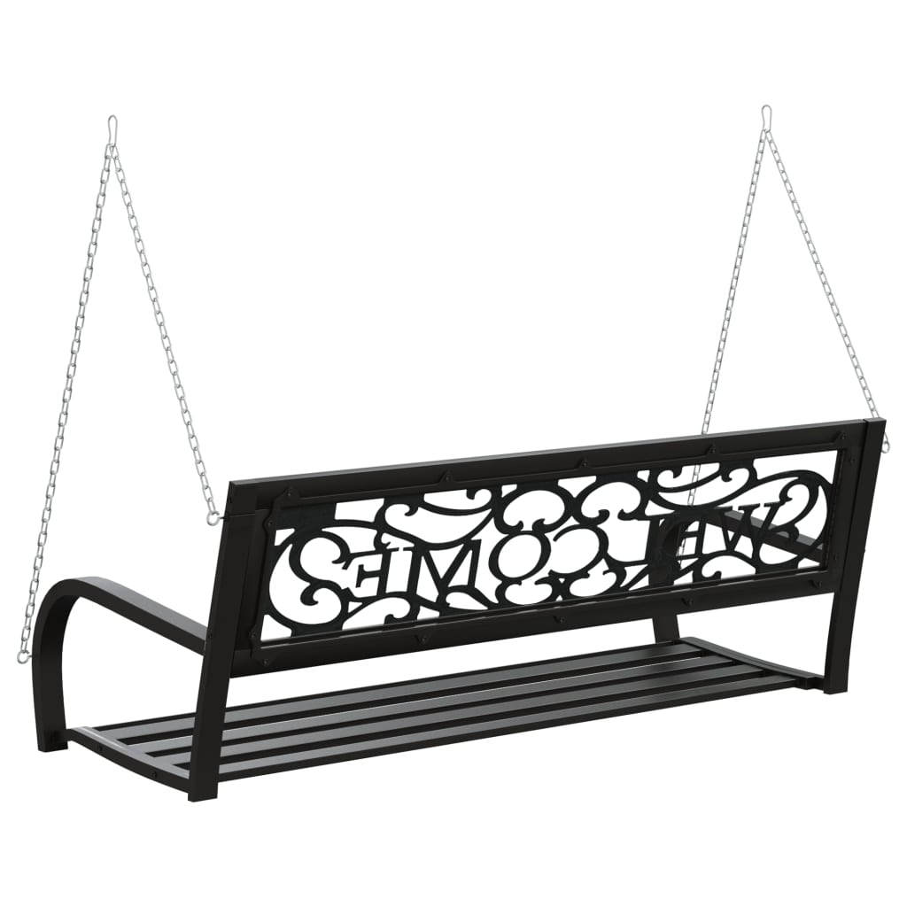vidaXL Huśtawka ogrodowa, 125 cm, stal i plastik, czarna