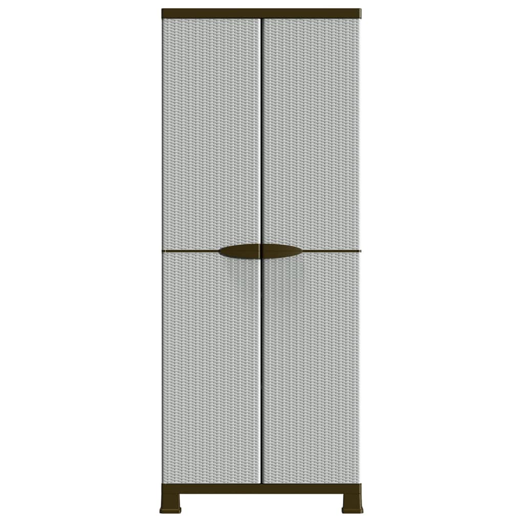 vidaXL Szafka plastikowa, 68x39x171,5 cm, motyw rattanu