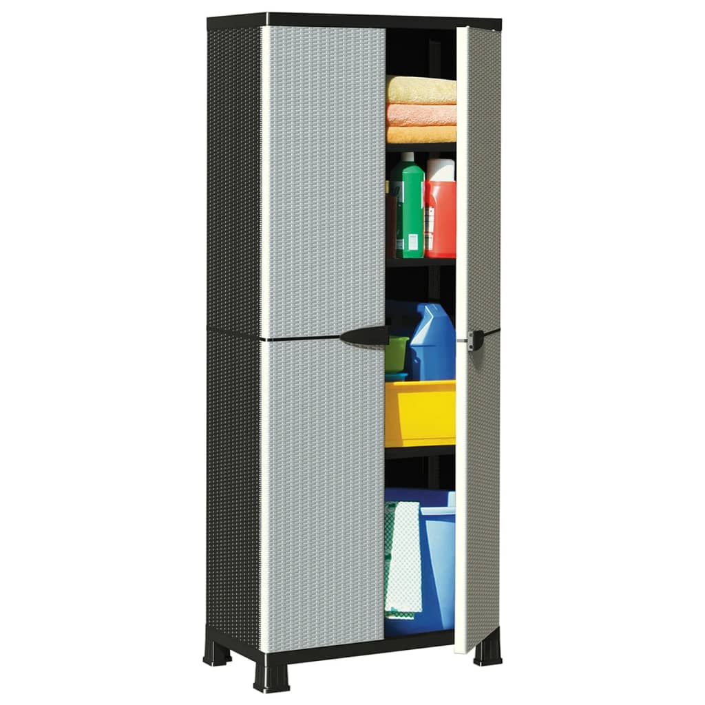 vidaXL Szafka plastikowa, 68x39x171,5 cm, motyw rattanu