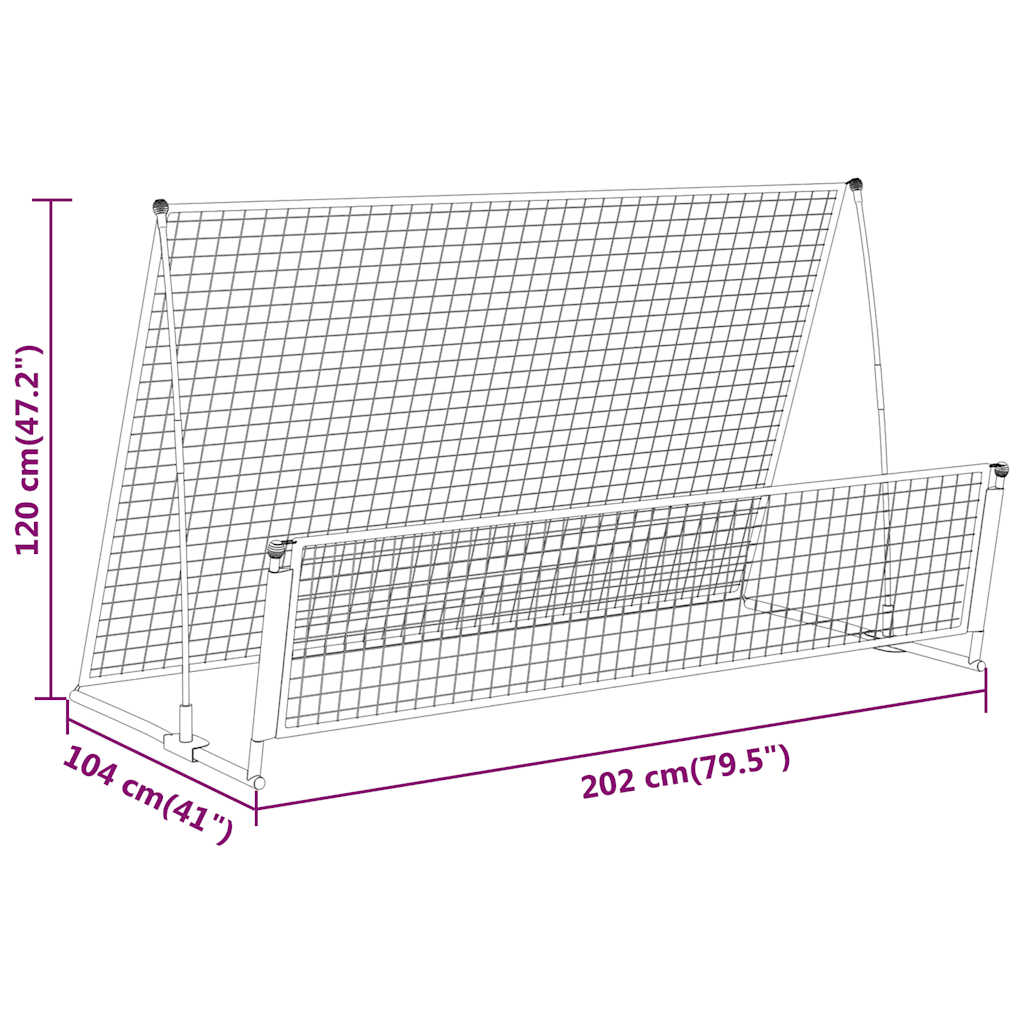 vidaXL Rebounder do piłki nożnej 2-w-1, 202x104x120 cm, stal
