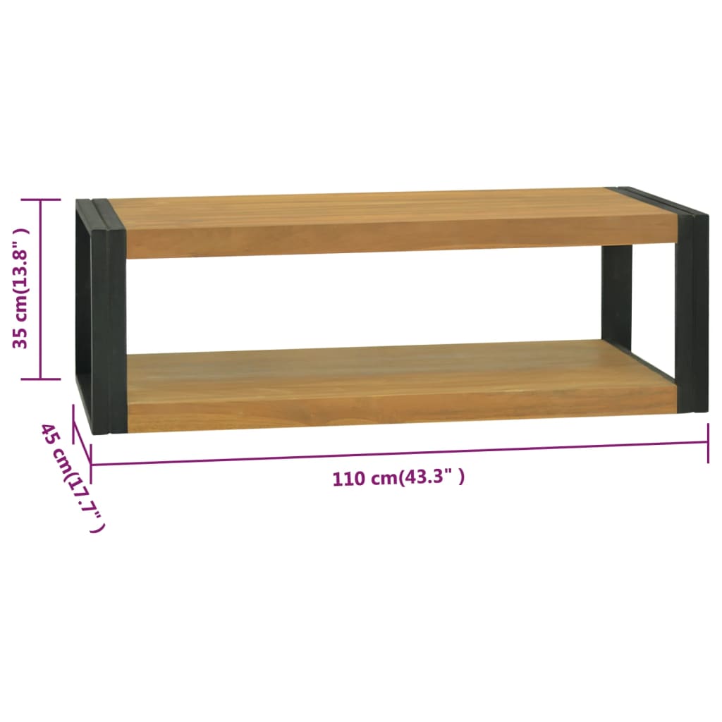vidaXL Łazienkowa półka ścienna, 110x45x35 cm, lite drewno tekowe