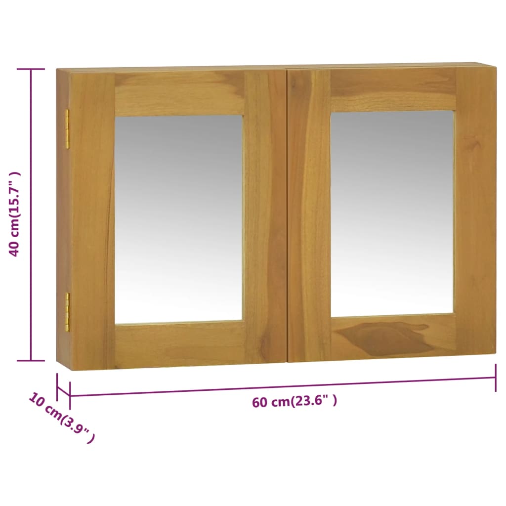 vidaXL Szafka z lustrem, 60x10x40 cm, lite drewno tekowe