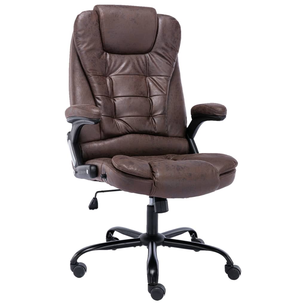 vidaXL Krzesło biurowe, ciemnobrązowe, obite sztuczną skórą zamszową