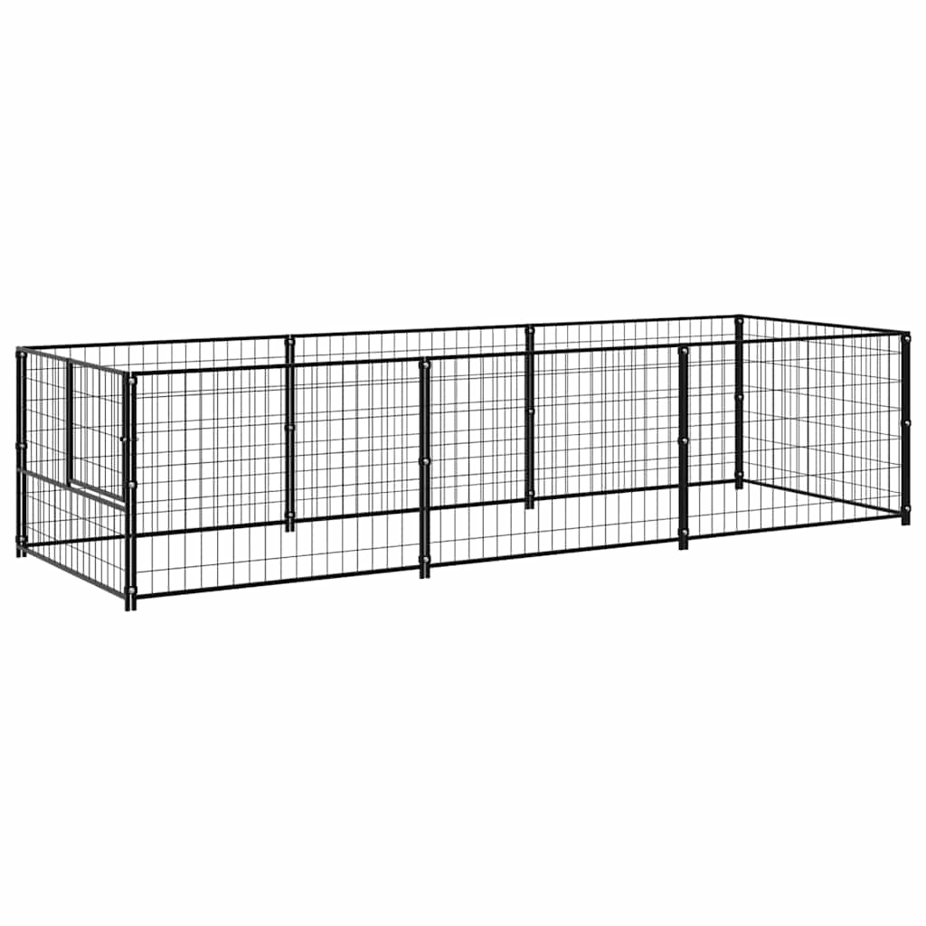 vidaXL Kojec dla psa, czarny, 3 m², stalowy