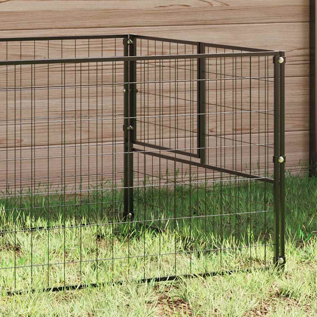 vidaXL Kojec dla psa, czarny, 3 m², stalowy