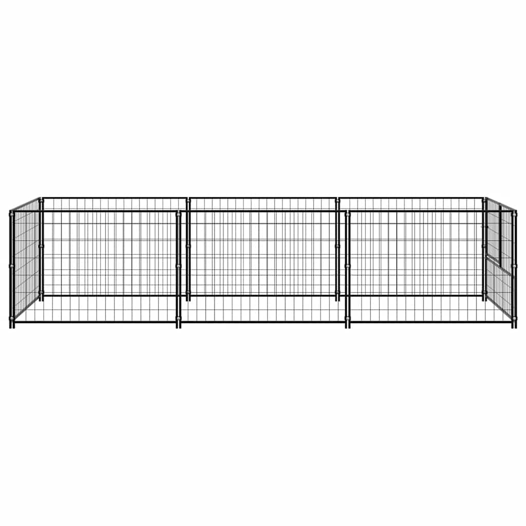 vidaXL Kojec dla psa, czarny, 3 m², stalowy
