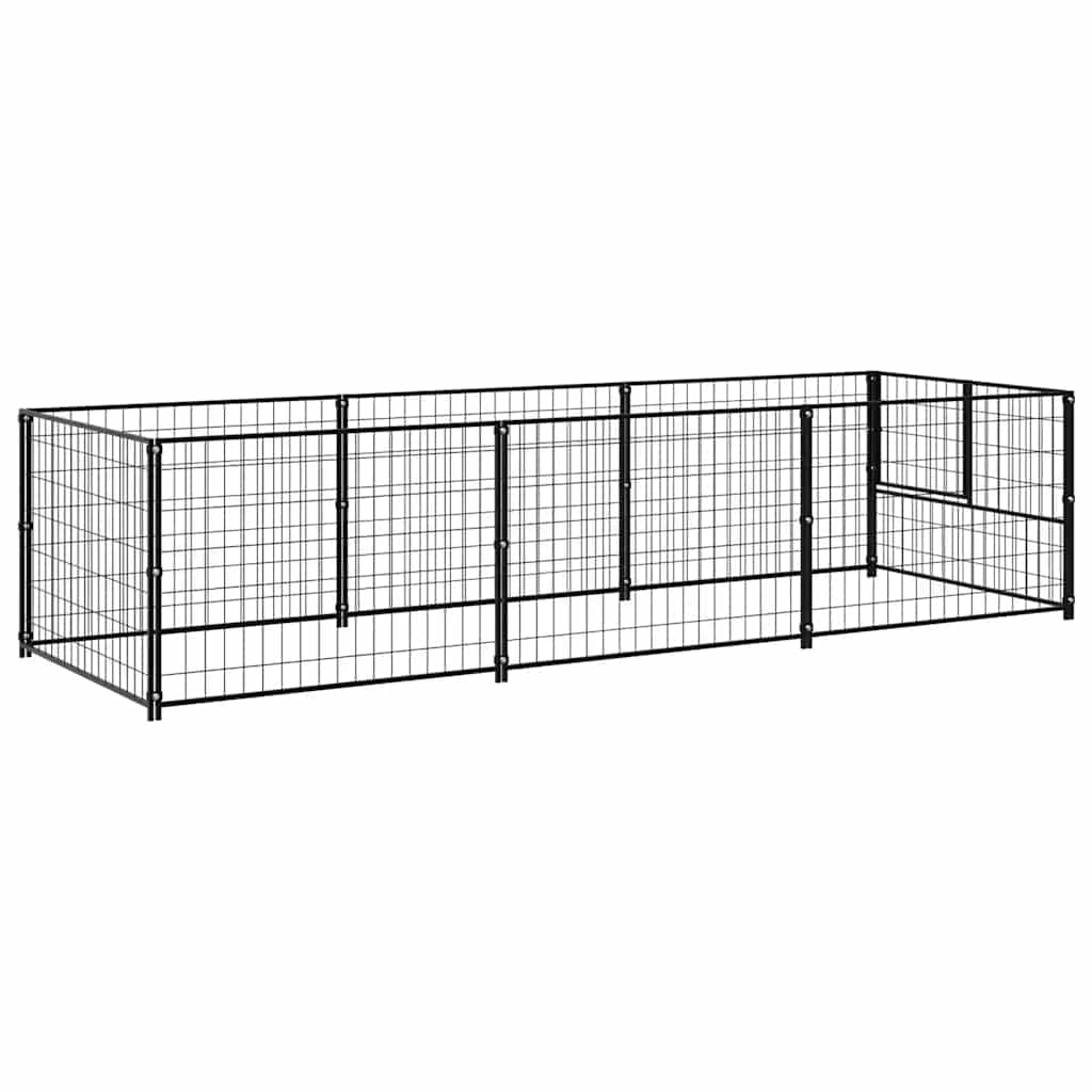 vidaXL Kojec dla psa, czarny, 3 m², stalowy