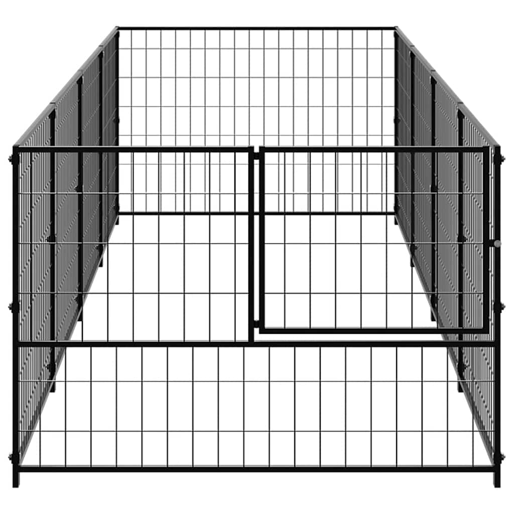 vidaXL Kojec dla psa, czarny, 4 m², stalowy