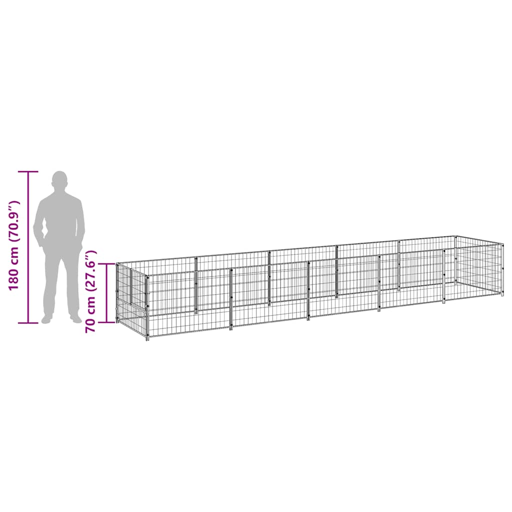 vidaXL Kojec dla psa, czarny, 5 m², stalowy