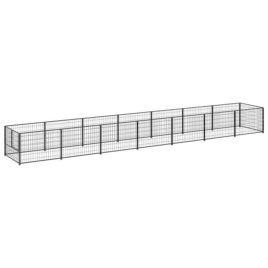 vidaXL Kojec dla psa, czarny, 7 m², stalowy