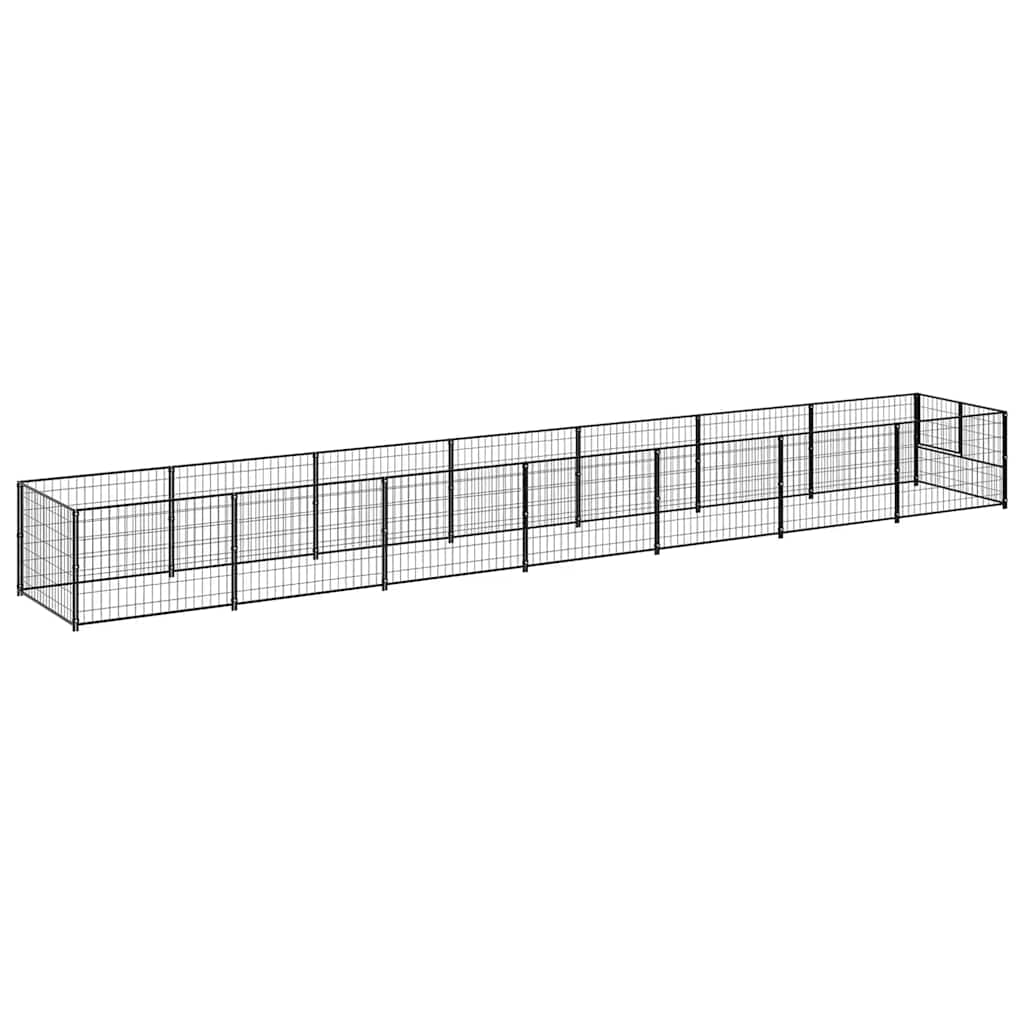 vidaXL Kojec dla psa, czarny, 7 m², stalowy
