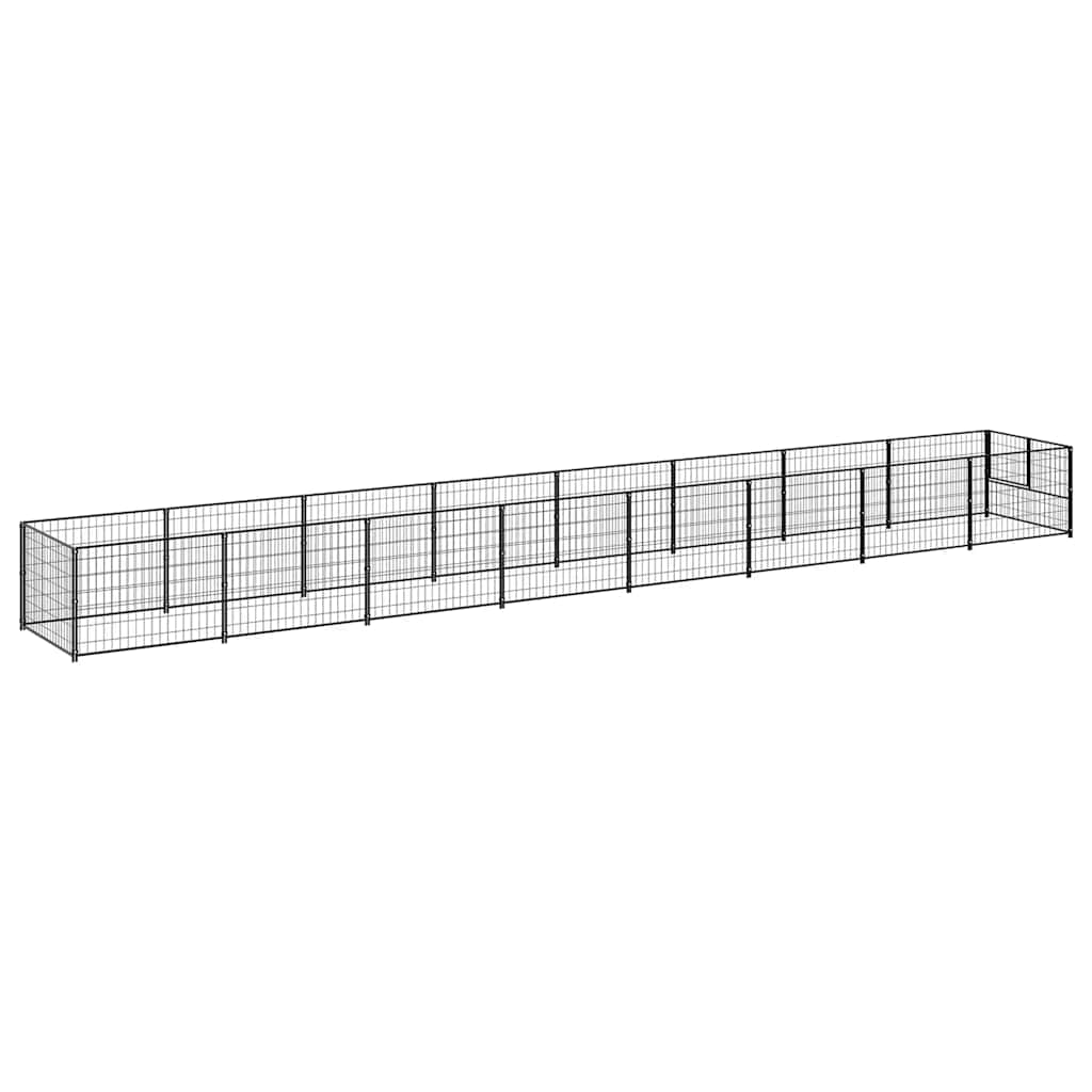 vidaXL Kojec dla psa, czarny, 8 m², stalowy