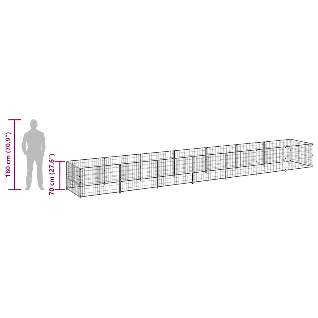 vidaXL Kojec dla psa, czarny, 8 m², stalowy