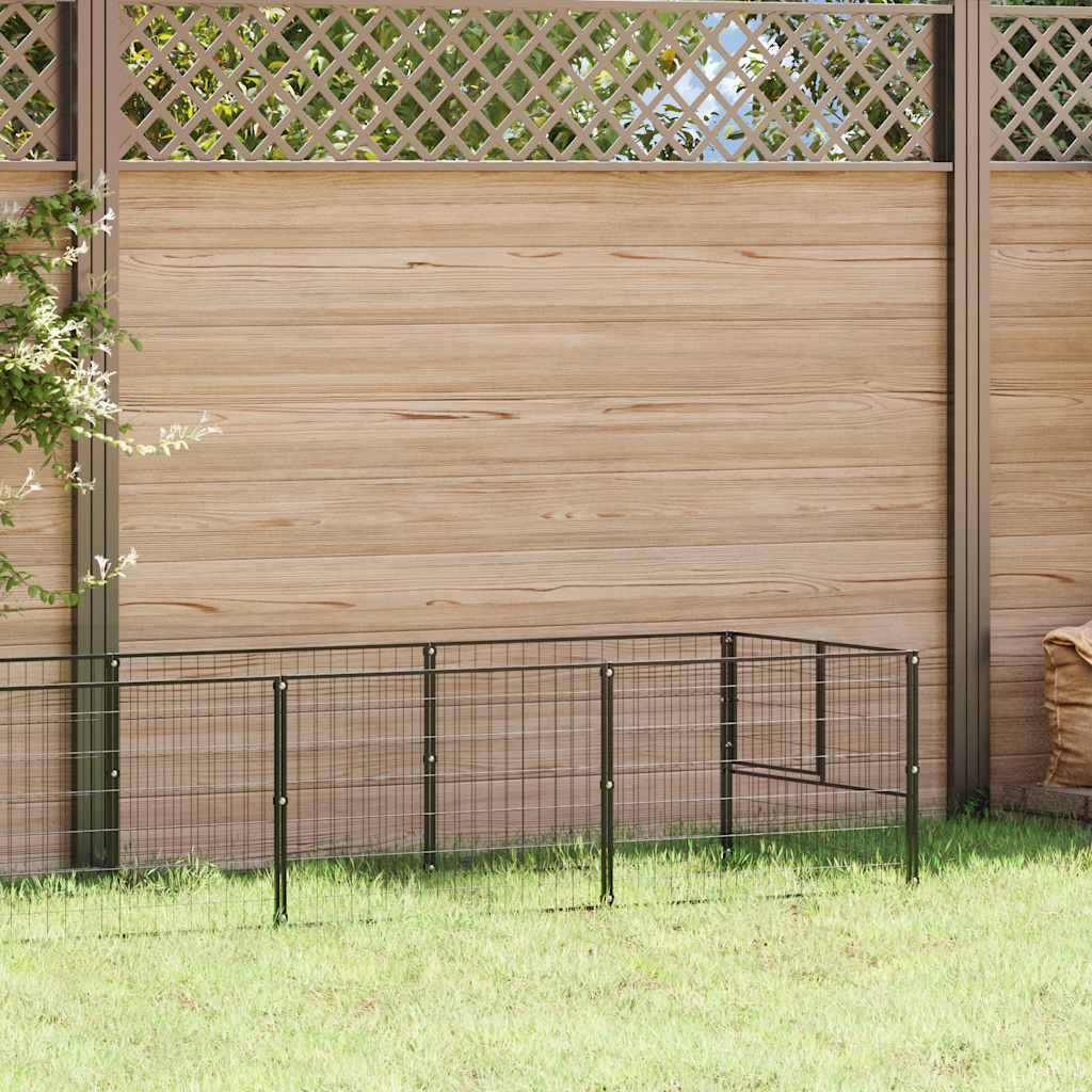 vidaXL Kojec dla psa, czarny, 8 m², stalowy