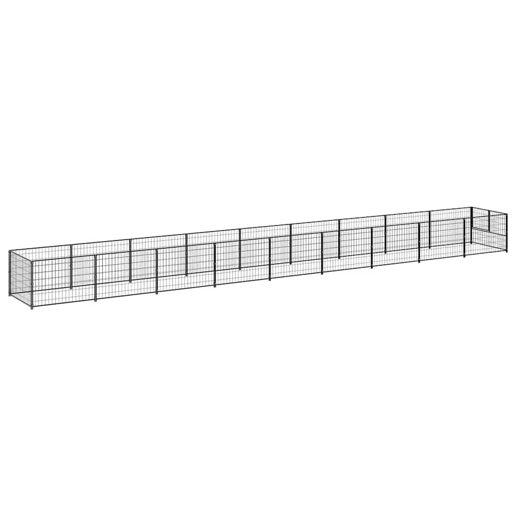 vidaXL Kojec dla psa, czarny, 9 m², stalowy