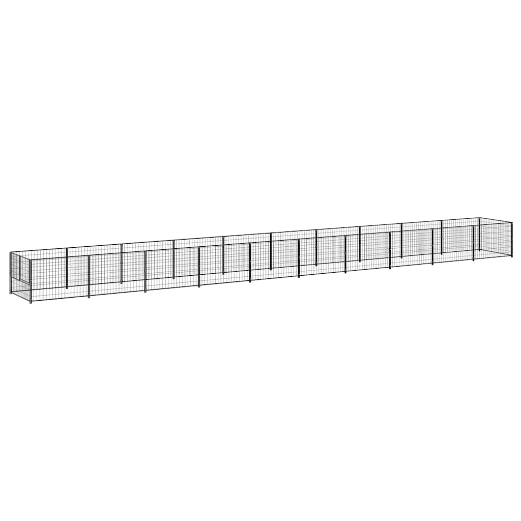 vidaXL Kojec dla psa, czarny, 10 m², stalowy