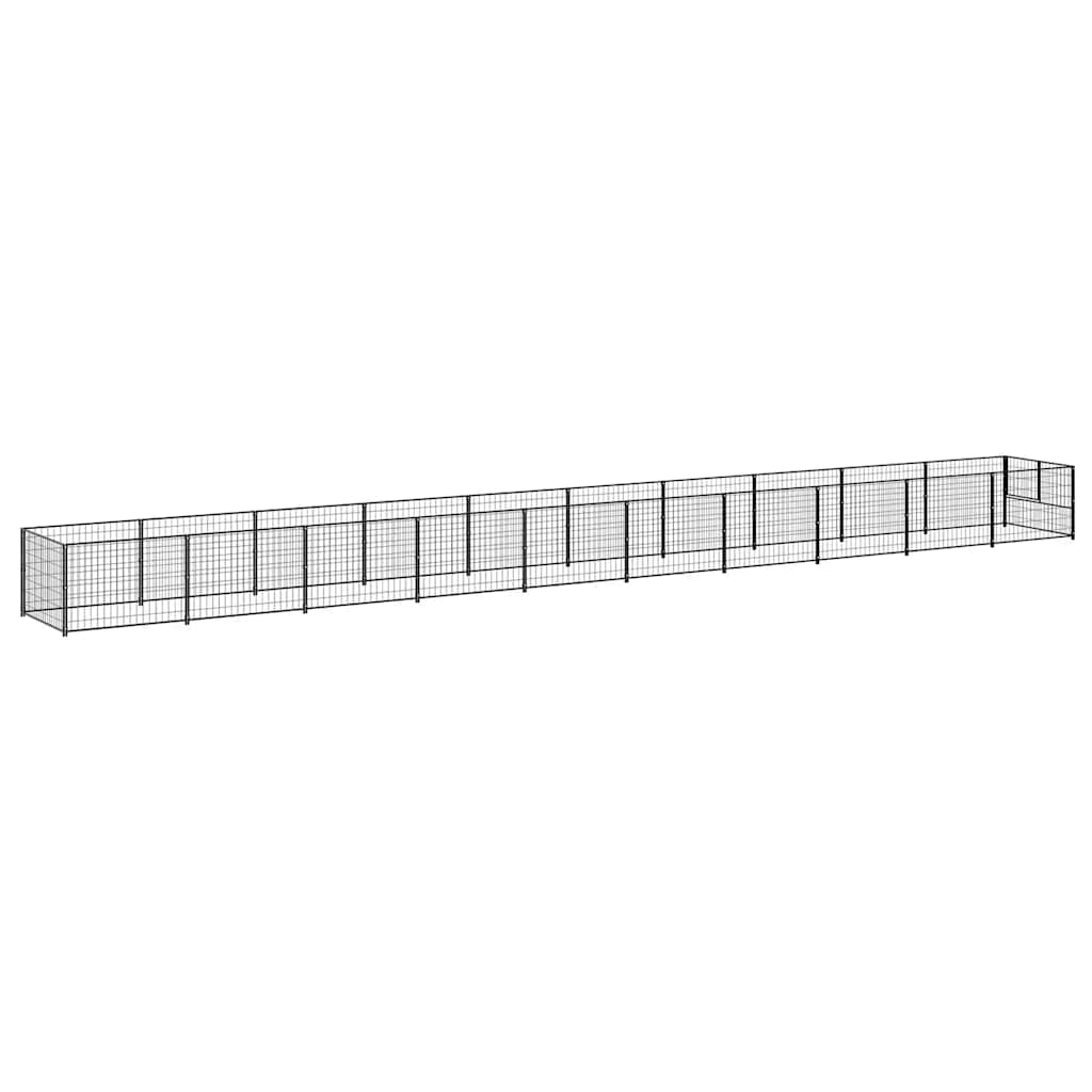 vidaXL Kojec dla psa, czarny, 10 m², stalowy