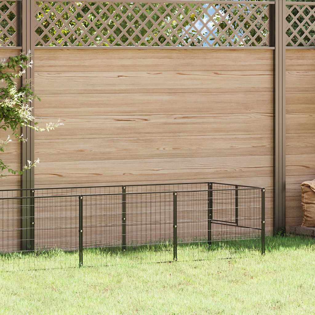 vidaXL Kojec dla psa, czarny, 10 m², stalowy