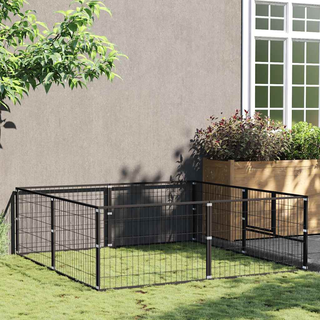 vidaXL Kojec dla psa, czarny, 4 m², stalowy
