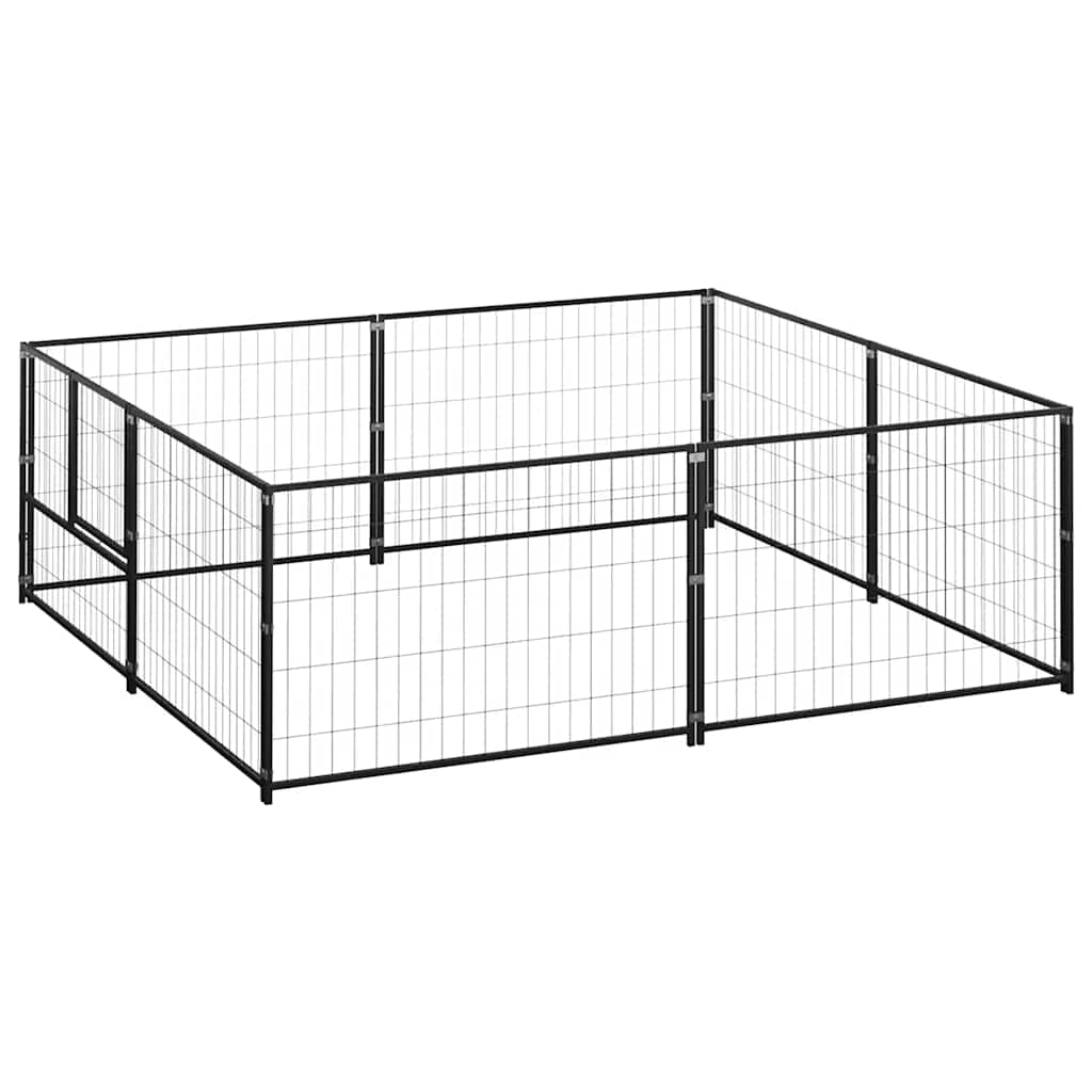 vidaXL Kojec dla psa, czarny, 4 m², stalowy