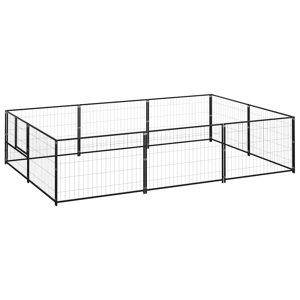 vidaXL Kojec dla psa, czarny, 6 m², stalowy