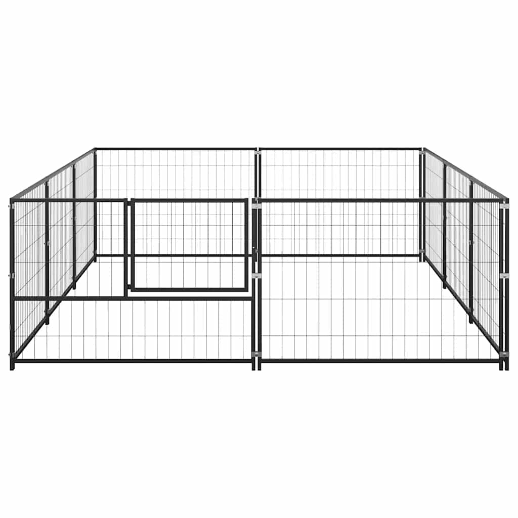 vidaXL Kojec dla psa, czarny, 6 m², stalowy