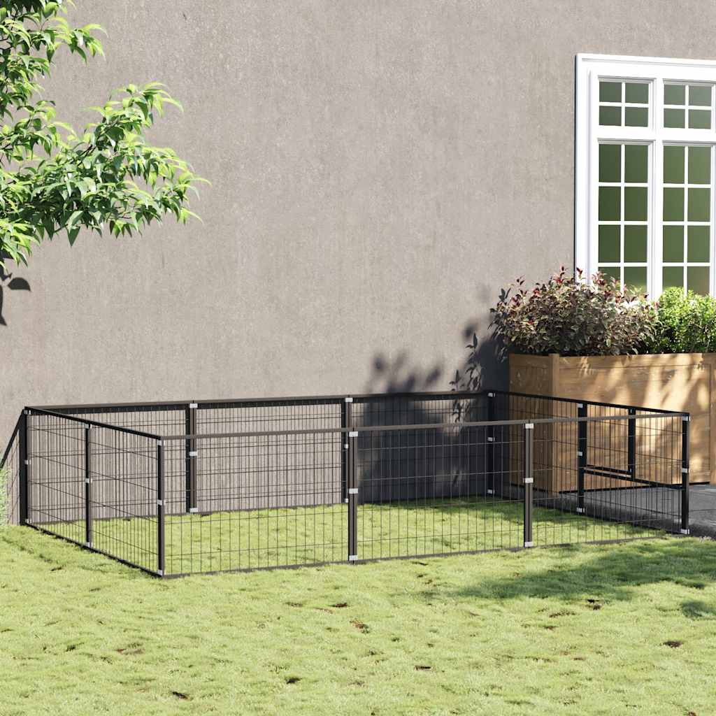 vidaXL Kojec dla psa, czarny, 6 m², stalowy