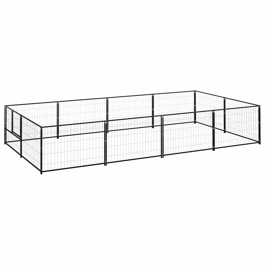 vidaXL Kojec dla psa, czarny, 8 m², stalowy