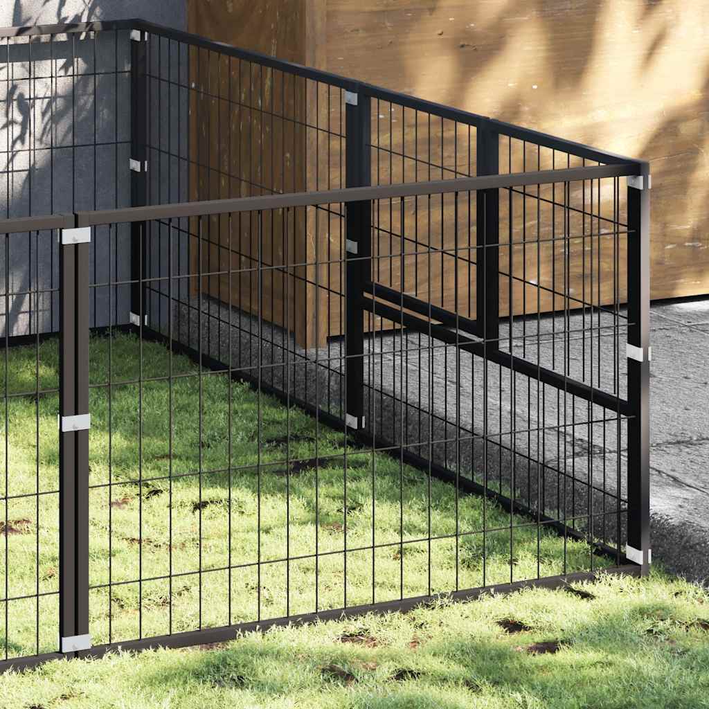 vidaXL Kojec dla psa, czarny, 12 m², stalowy