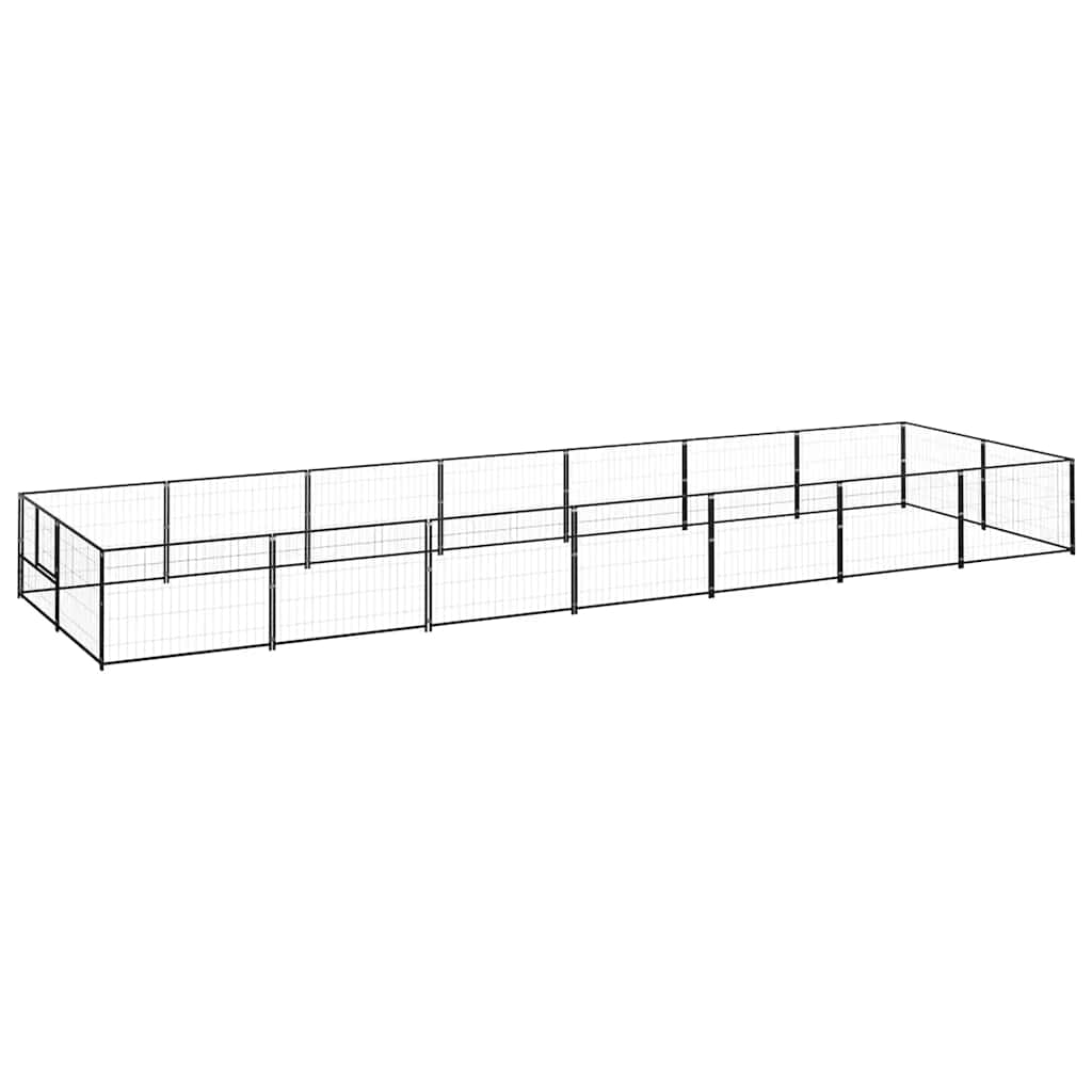 vidaXL Kojec dla psa, czarny, 14 m², stalowy