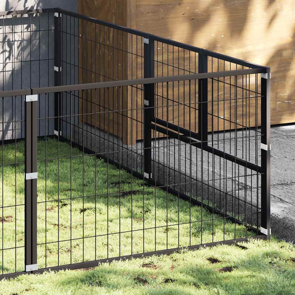 vidaXL Kojec dla psa, czarny, 16 m², stalowy