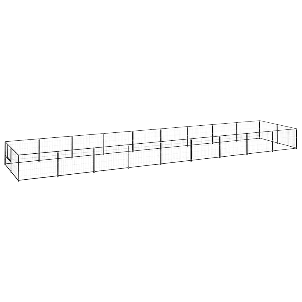 vidaXL Kojec dla psa, czarny, 18 m², stalowy