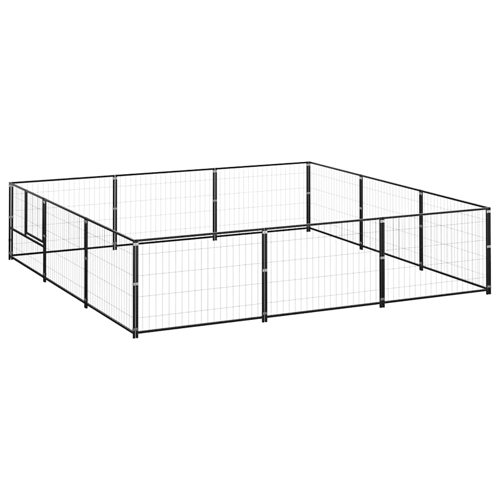 vidaXL Kojec dla psa, czarny, 9 m², stalowy