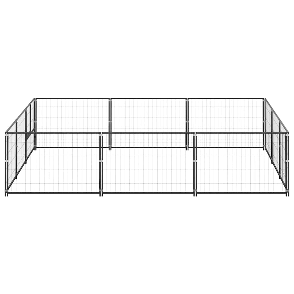 vidaXL Kojec dla psa, czarny, 9 m², stalowy