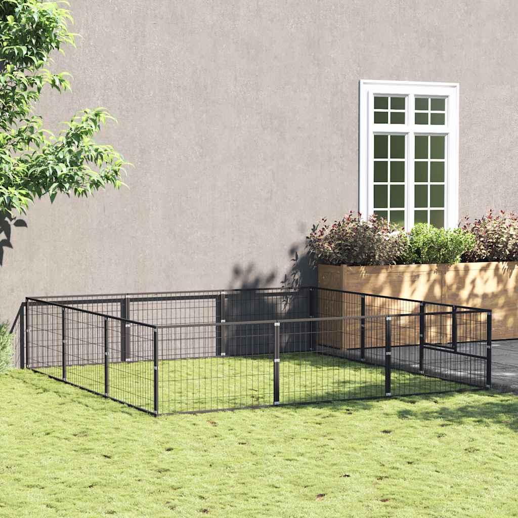 vidaXL Kojec dla psa, czarny, 9 m², stalowy