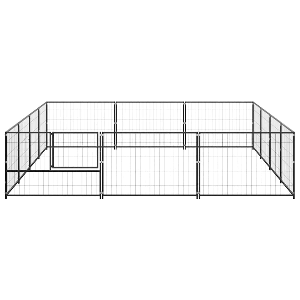 vidaXL Kojec dla psa, czarny, 12 m², stalowy