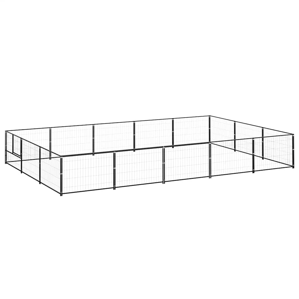 vidaXL Kojec dla psa, czarny, 15 m², stalowy