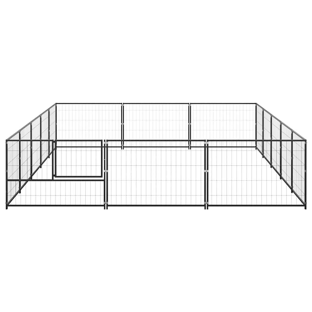 vidaXL Kojec dla psa, czarny, 15 m², stalowy