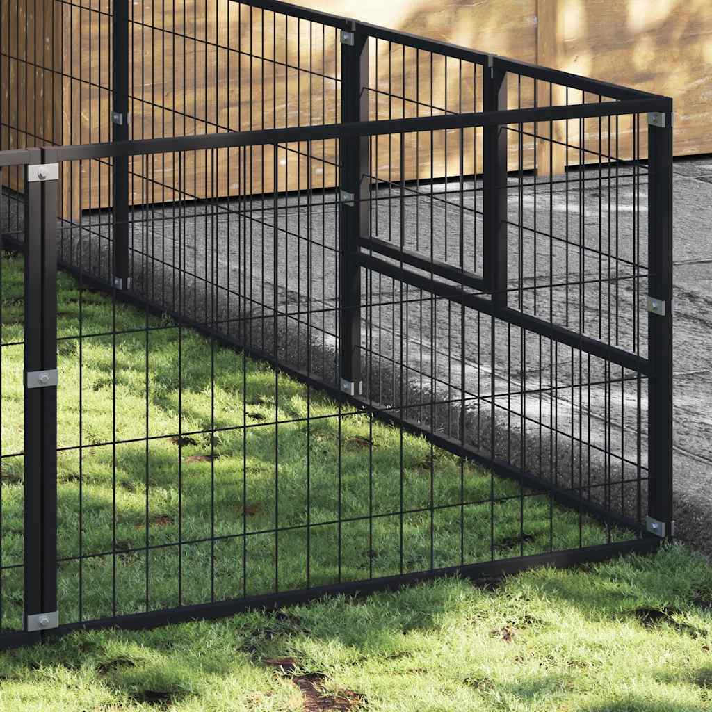 vidaXL Kojec dla psa, czarny, 18 m², stalowy