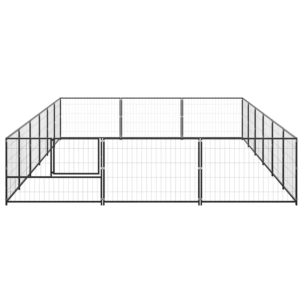 vidaXL Kojec dla psa, czarny, 18 m², stalowy