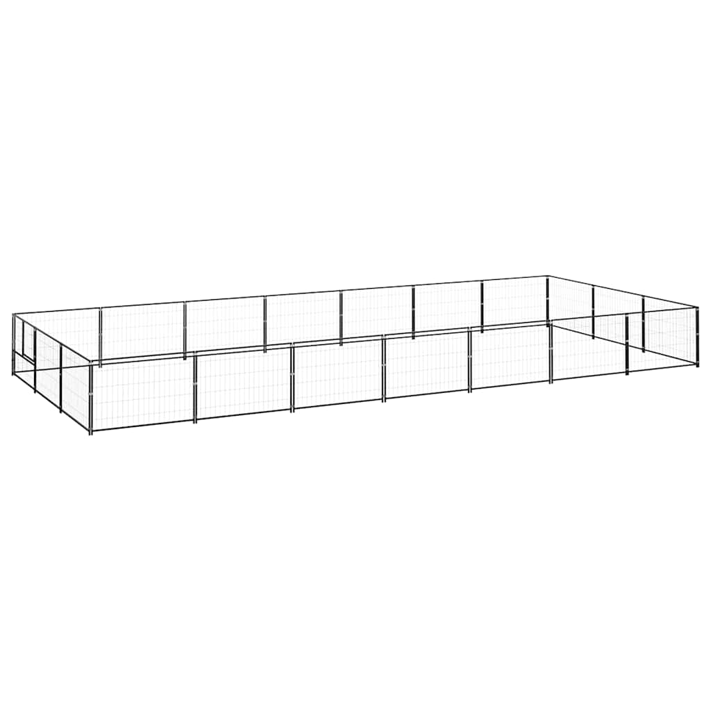 vidaXL Kojec dla psa, czarny, 21 m², stalowy
