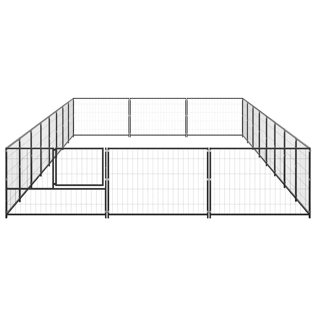 vidaXL Kojec dla psa, czarny, 24 m², stalowy