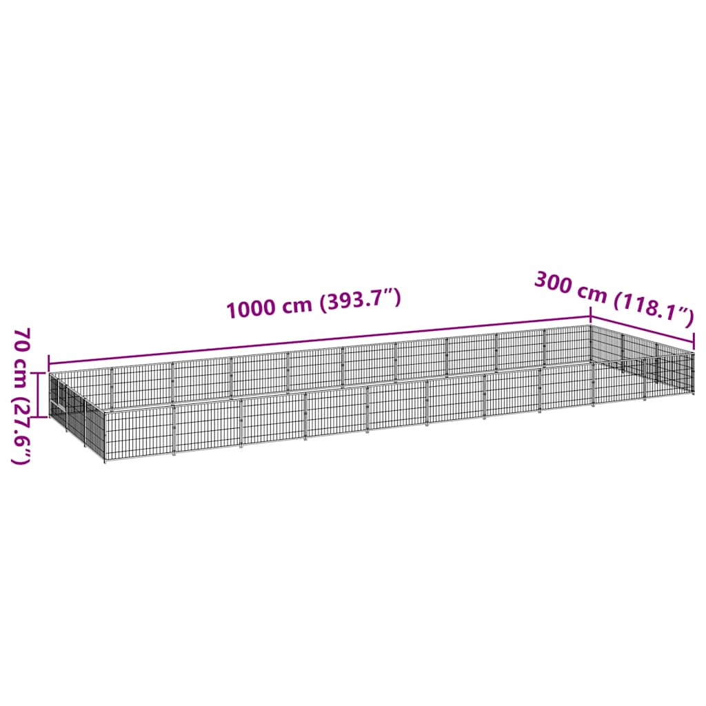 vidaXL Kojec dla psa, czarny, 30 m², stalowy