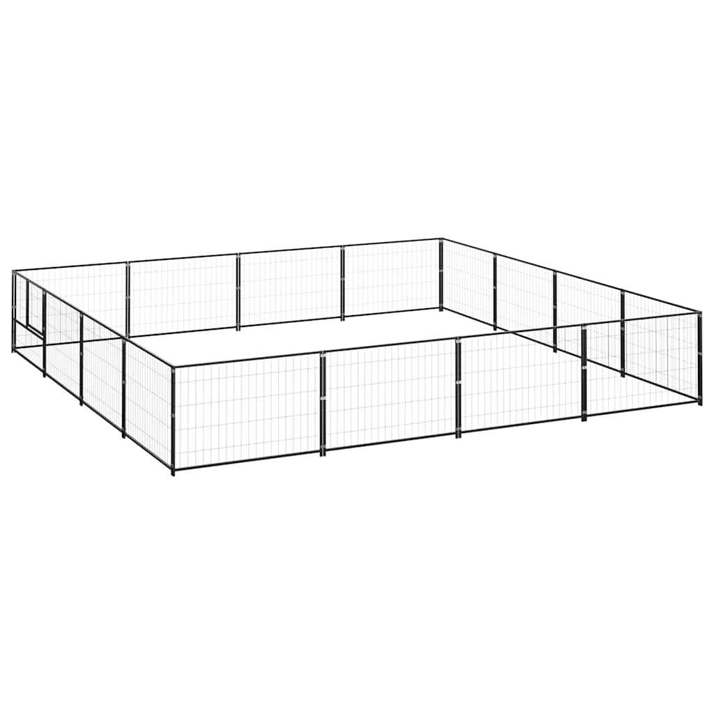 vidaXL Kojec dla psa, czarny, 16 m², stalowy